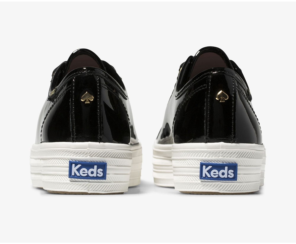 Zapatillas Keds Mujer Negras - Kate Spade New York Triple Kick Patent Cuero - 246-OWMQZR